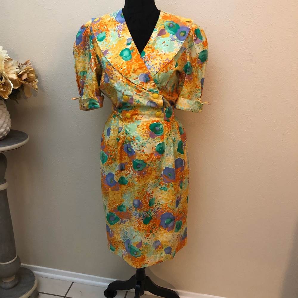 🎨Vintage Impressionist Water Color Palette Dress